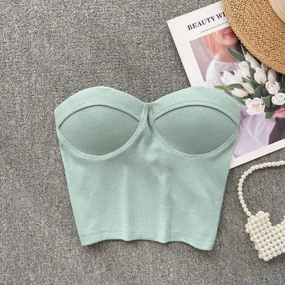 Damen Bustier- Rippstruktur Geformte Cups