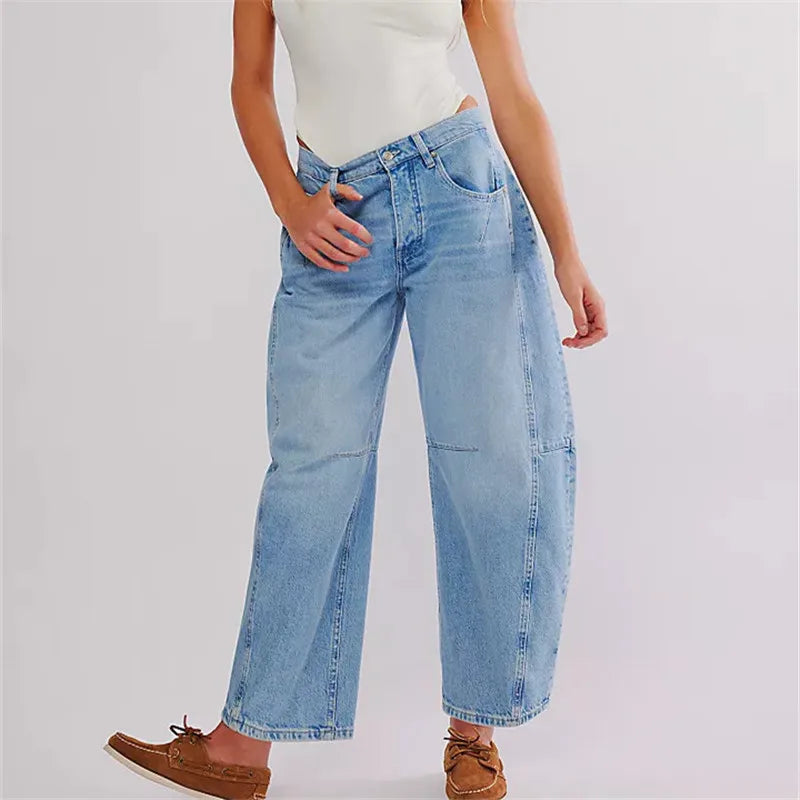 Damen Baggy Jeans Elastisch