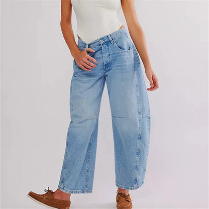 Damen Baggy Jeans Elastisch