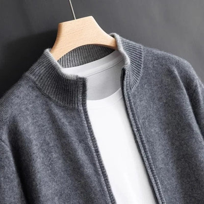 Herren Strickjacke Reißverschluss Bequem Grau