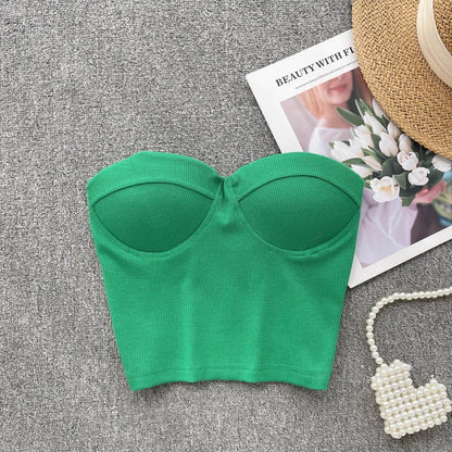 Damen Bustier- Rippstruktur Geformte Cups