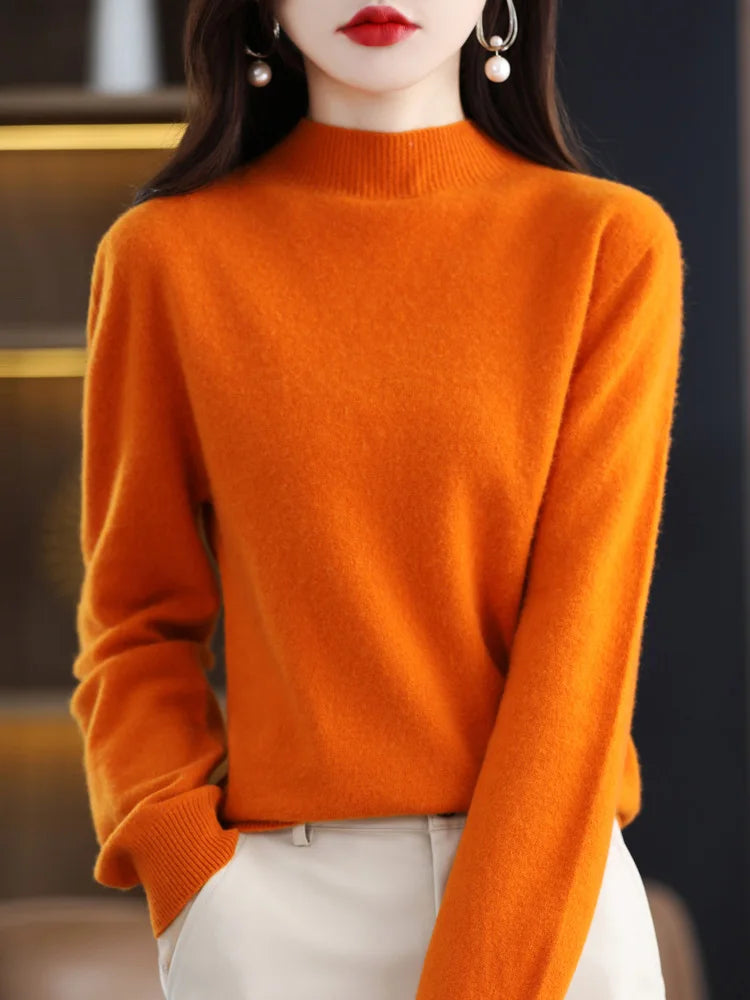 Norvielle Damen Pullover Schurwolle Natürlich Beige