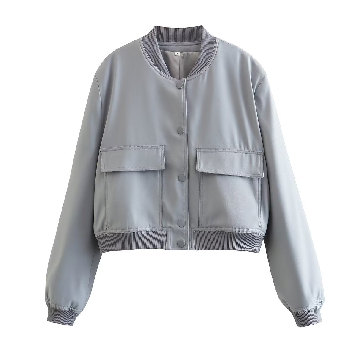 Damen Kurzjacke Taschen Modern Cropped Look
