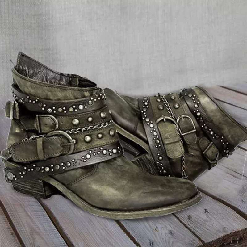 Damen Knöchelstiefel Leder Western-Design Niedriger Absatz