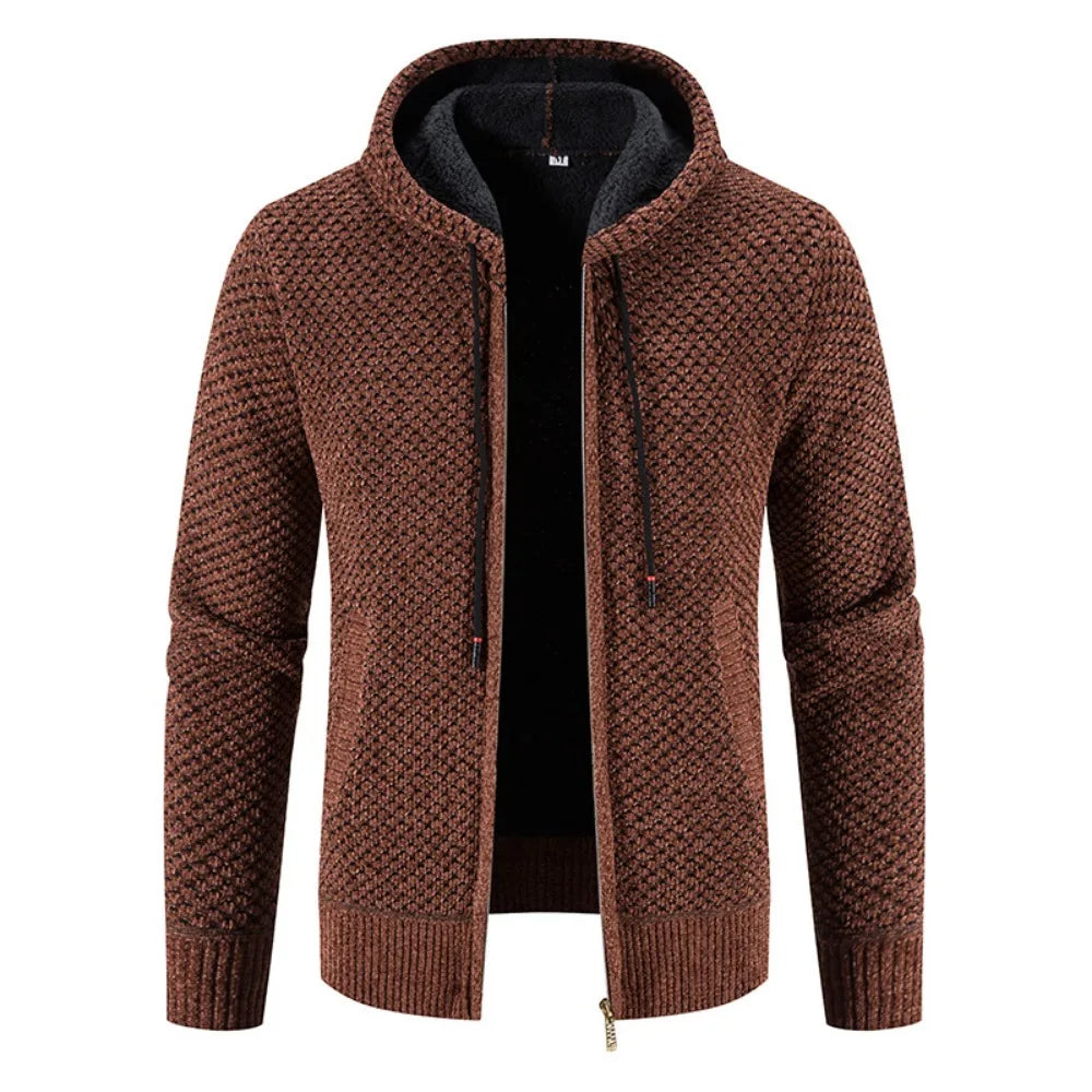 Herren Strickjacke mit Kapuze Reißverschluss