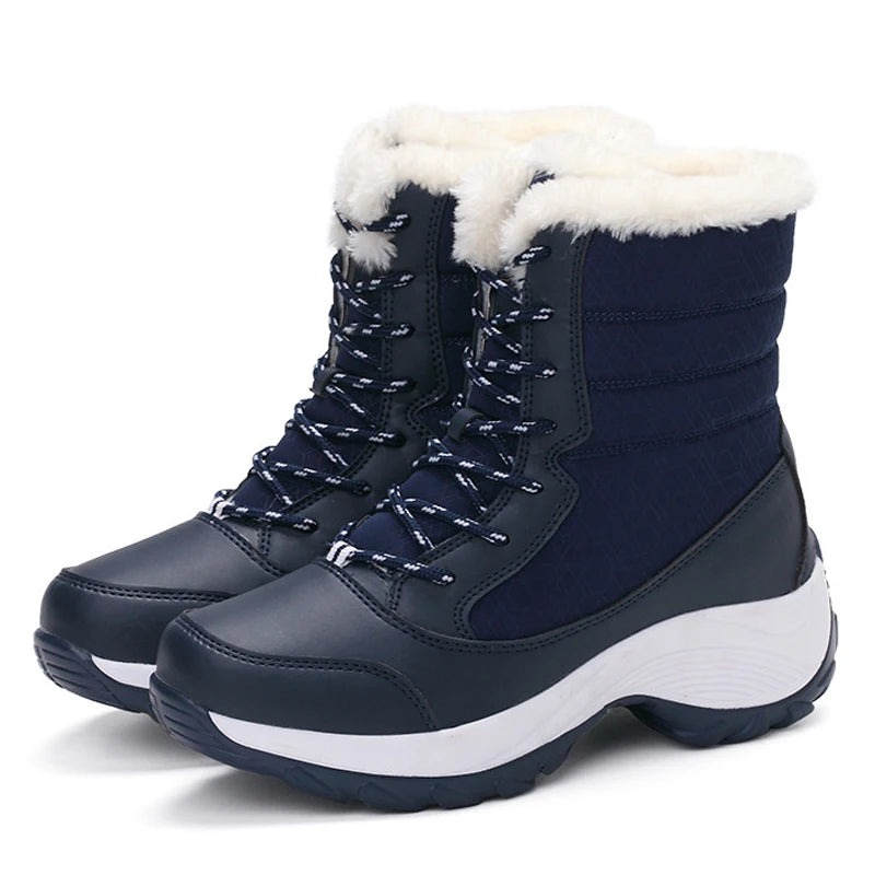 Damen Schneestiefel Mid Calf Kunstfell gefüttert Wasserabweisend