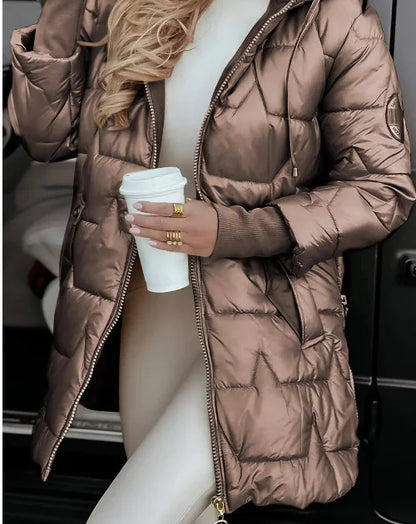 Velmora Damen Steppjacke Kapuze Glänzend