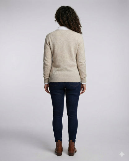 Damen Kaschmirpullover Elegantes Design Beige