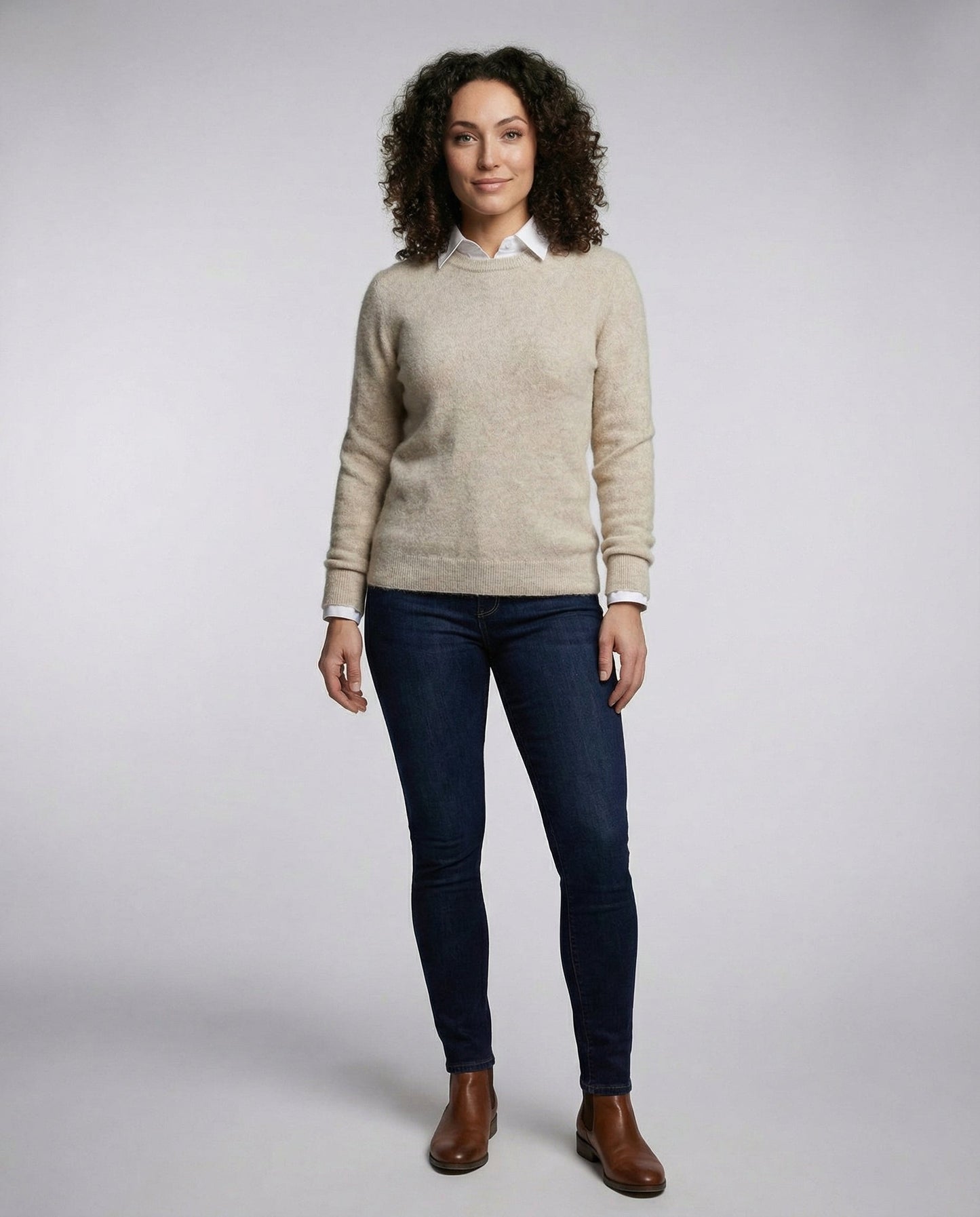 Damen Kaschmirpullover Elegantes Design Beige