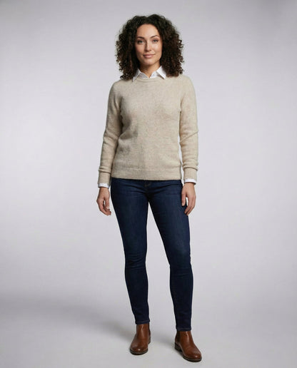 Damen Kaschmirpullover Elegantes Design Beige