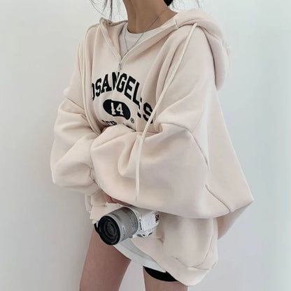 Herren Oversized Hoodie Los Angeles Print Baumwolle