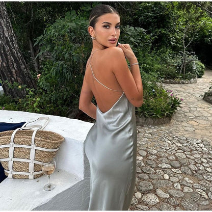 Damen Ärmelloses Kleid Offener Rücken
