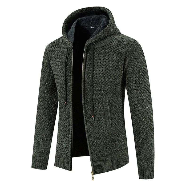 Herren Strickjacke mit Kapuze Reißverschluss