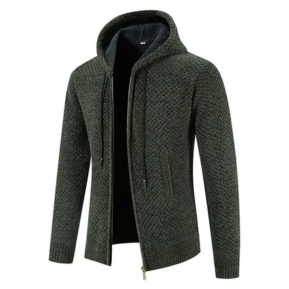 Herren Strickjacke mit Kapuze Reißverschluss