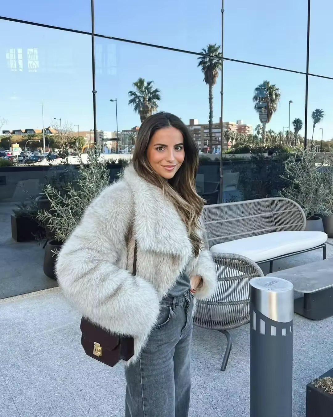 Damen Faux-Fur Wintermantel Velvet
