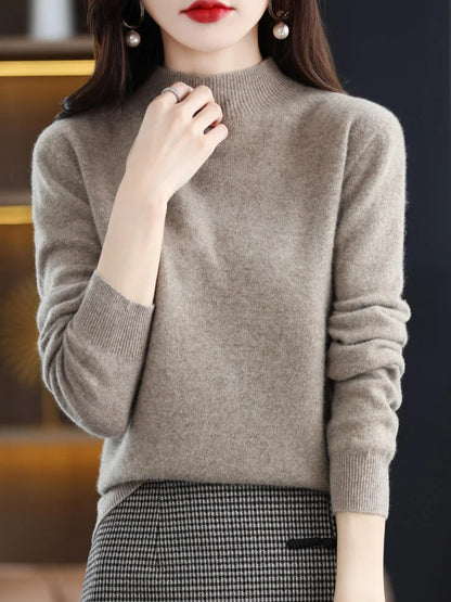 Norvielle Damen Pullover Schurwolle Natürlich Beige