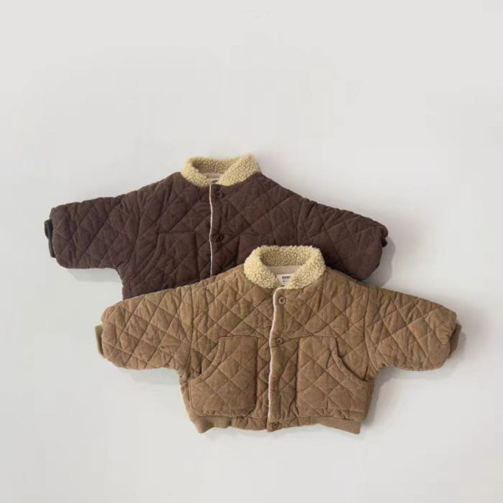 Kinder Winterjacke Sherpa Gepolstert Weich Warm