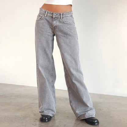 Damen Weitbein Jeans Helle Vintage Farbe