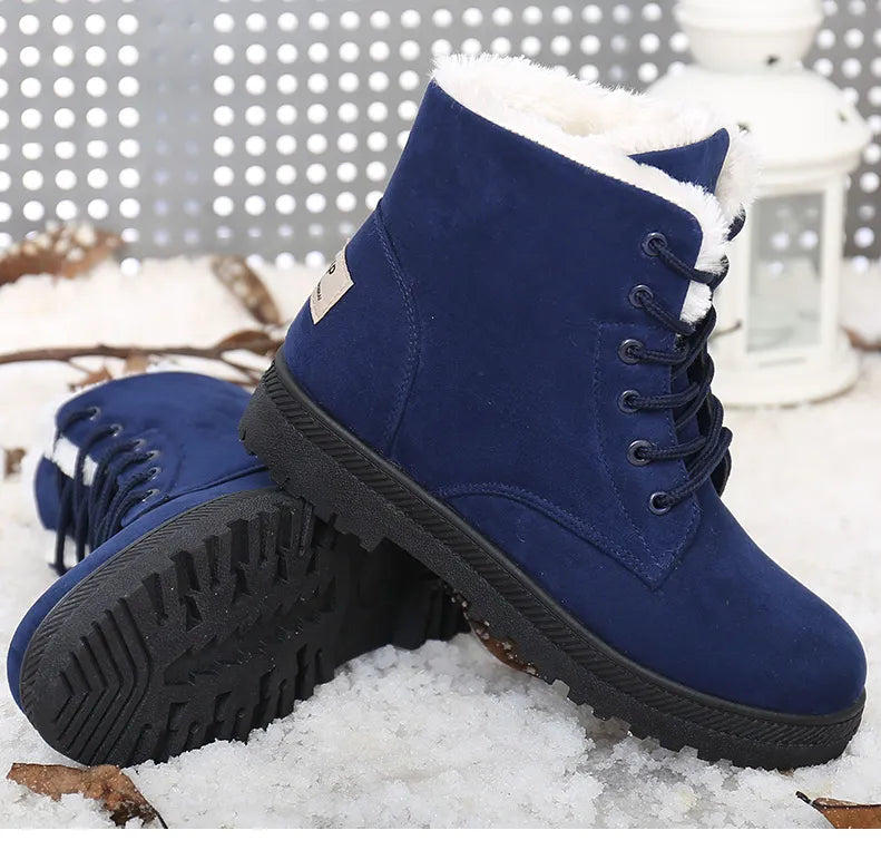 Norvielle Damen Schnürboots Gefüttert Warmfutter Rutschfeste Sohle