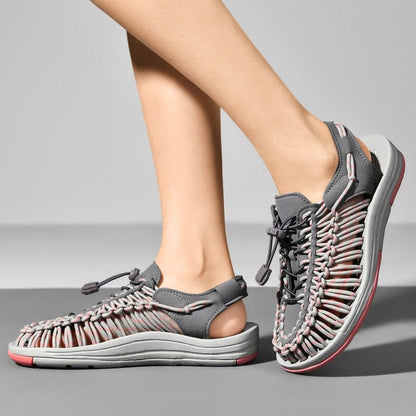 Herren Strandsandalen Runde Zehenpartie Leder