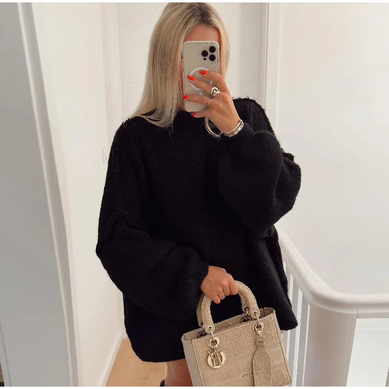 Norvielle Damen Oversize Strickpullover Flauschig