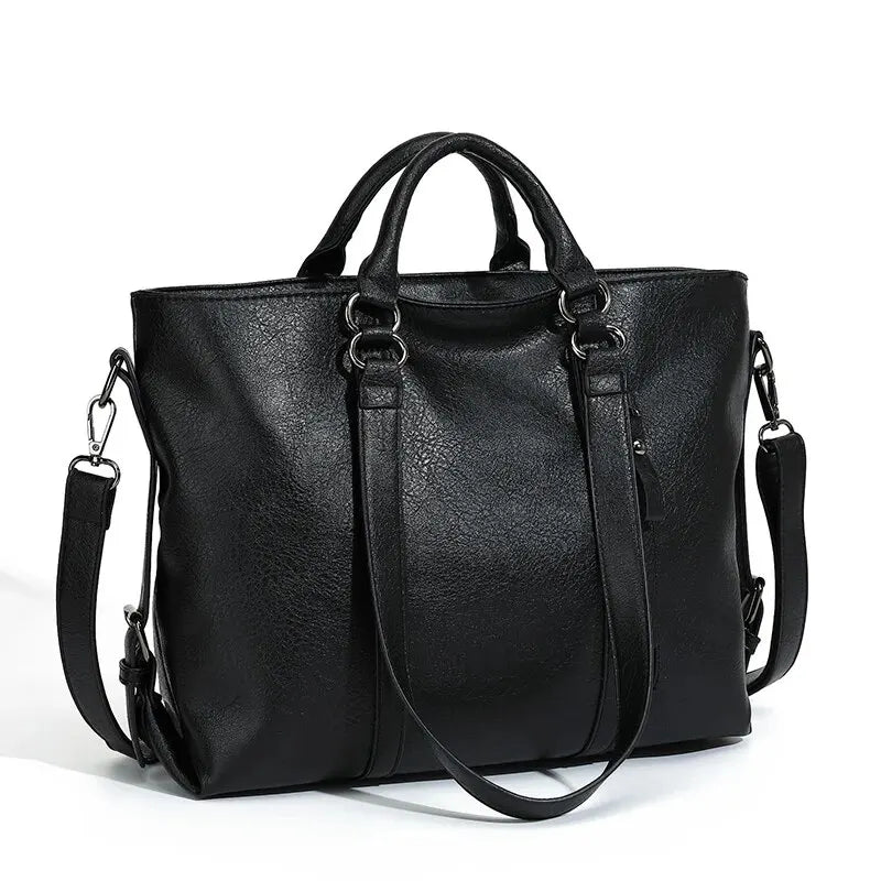 Damen Vintage Tote Tasche Große Kapazität Leder Braun - Norvielle