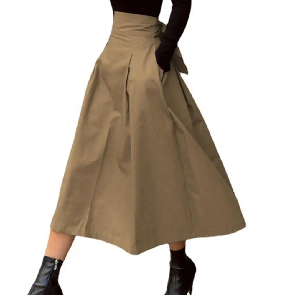Damen Midi-Rock Hohe Taille A-Linie Knöchellang - Norvielle