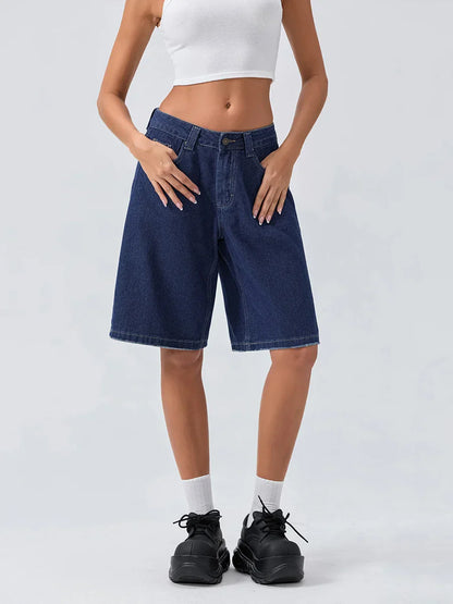 Damen Loose-Fit Jeansshorts Bermuda