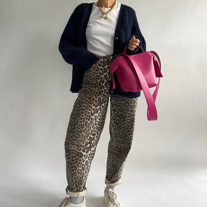 Norvielle Damen Leopardenmuster Jeans
