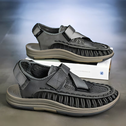 Herren Sandalen Atmungsaktives Leder Verstellbare Riemen