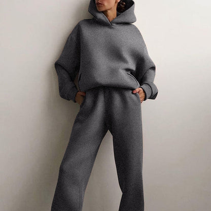 Damen Jogging-Set Oversized Weiche Baumwolle Kapuze