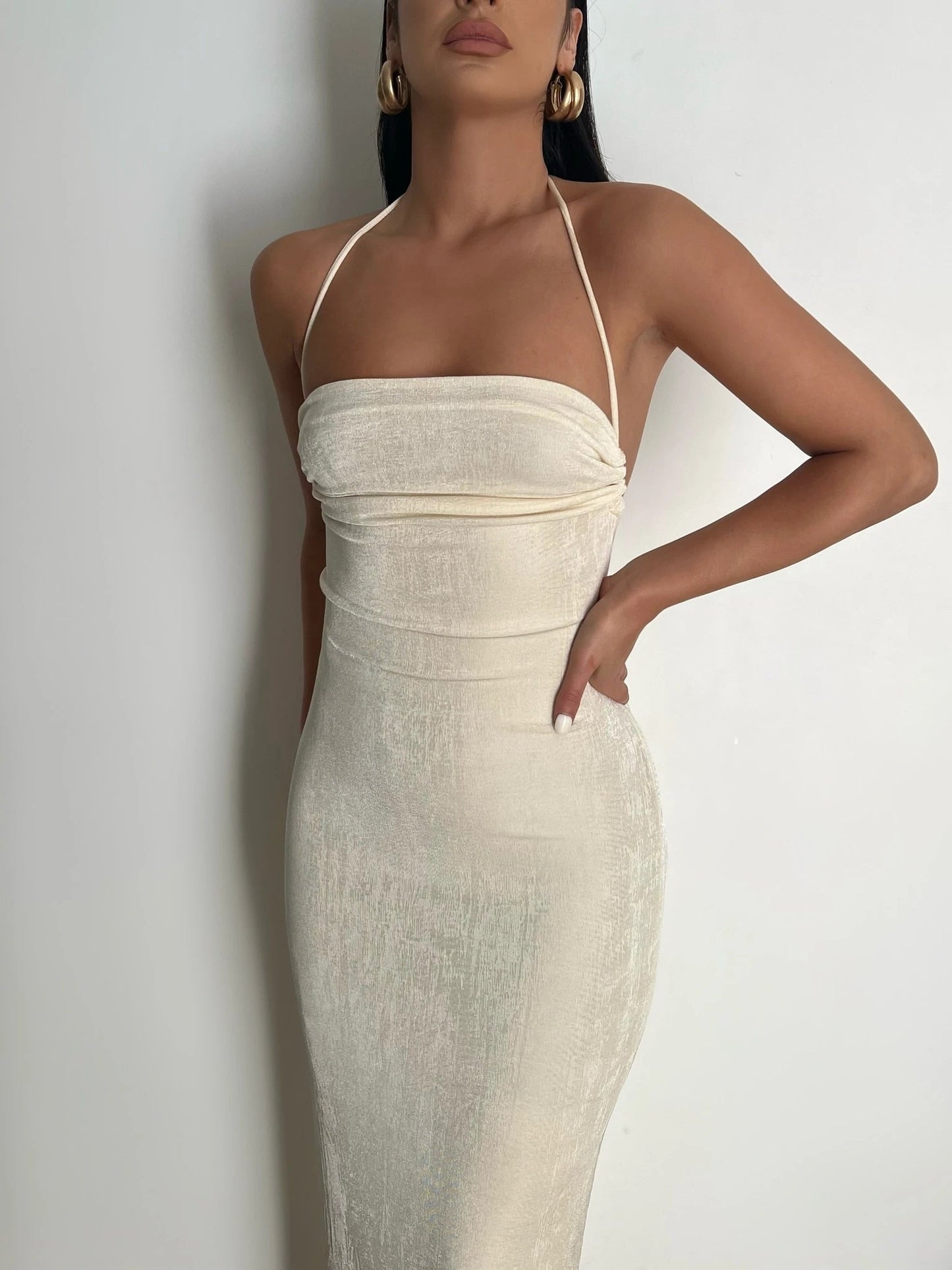 Damen Kleid Tiefem Rückenausschnitt Elegant