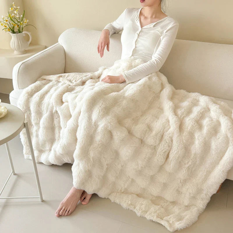 Weiche Flauschdecke Doppel-Lagig Kaninchenfell-Imitat Pflegeleicht - Norvielle