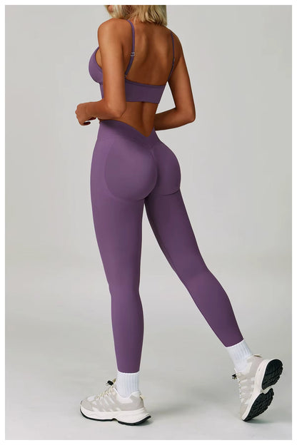 Damen Sportoutfit 3-teilig Leggings BH Jacke