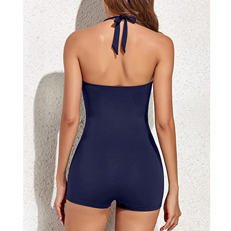 Norvielle Damen Boyleg Badeanzug Sportlich