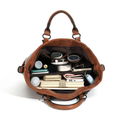Damen Vintage Tote Tasche Große Kapazität Leder