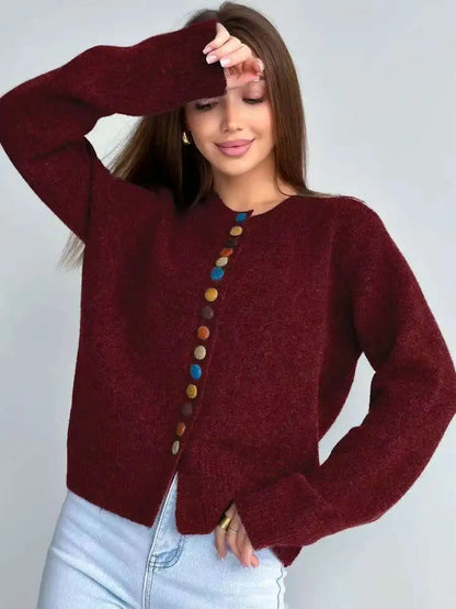 Noelle Damen Cardigan mit Knöpfen Akzent - Norvielle