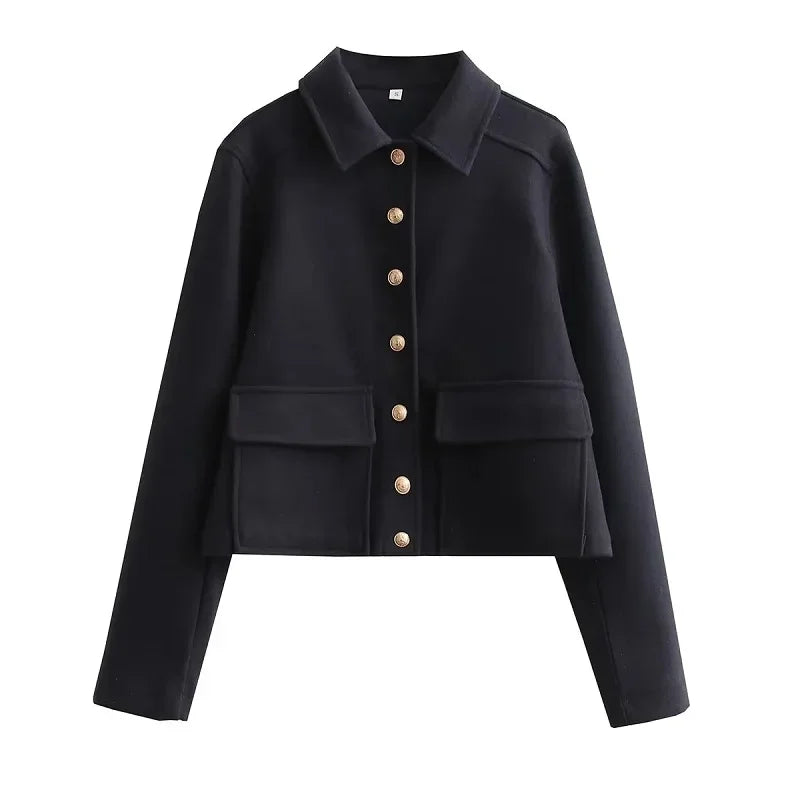 Damen Smart-Casual Jacke Kurz Knopfleiste