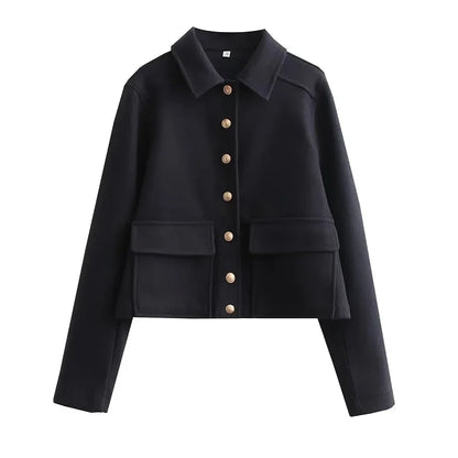 Damen Smart-Casual Jacke Kurz Knopfleiste