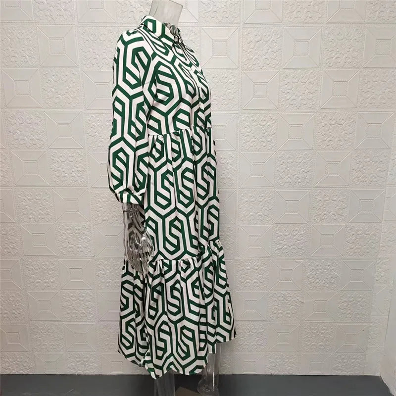 Norvielle Damen Langärmliges Kleid Geometrisches Muster