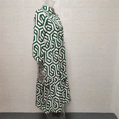 Norvielle Damen Langärmliges Kleid Geometrisches Muster
