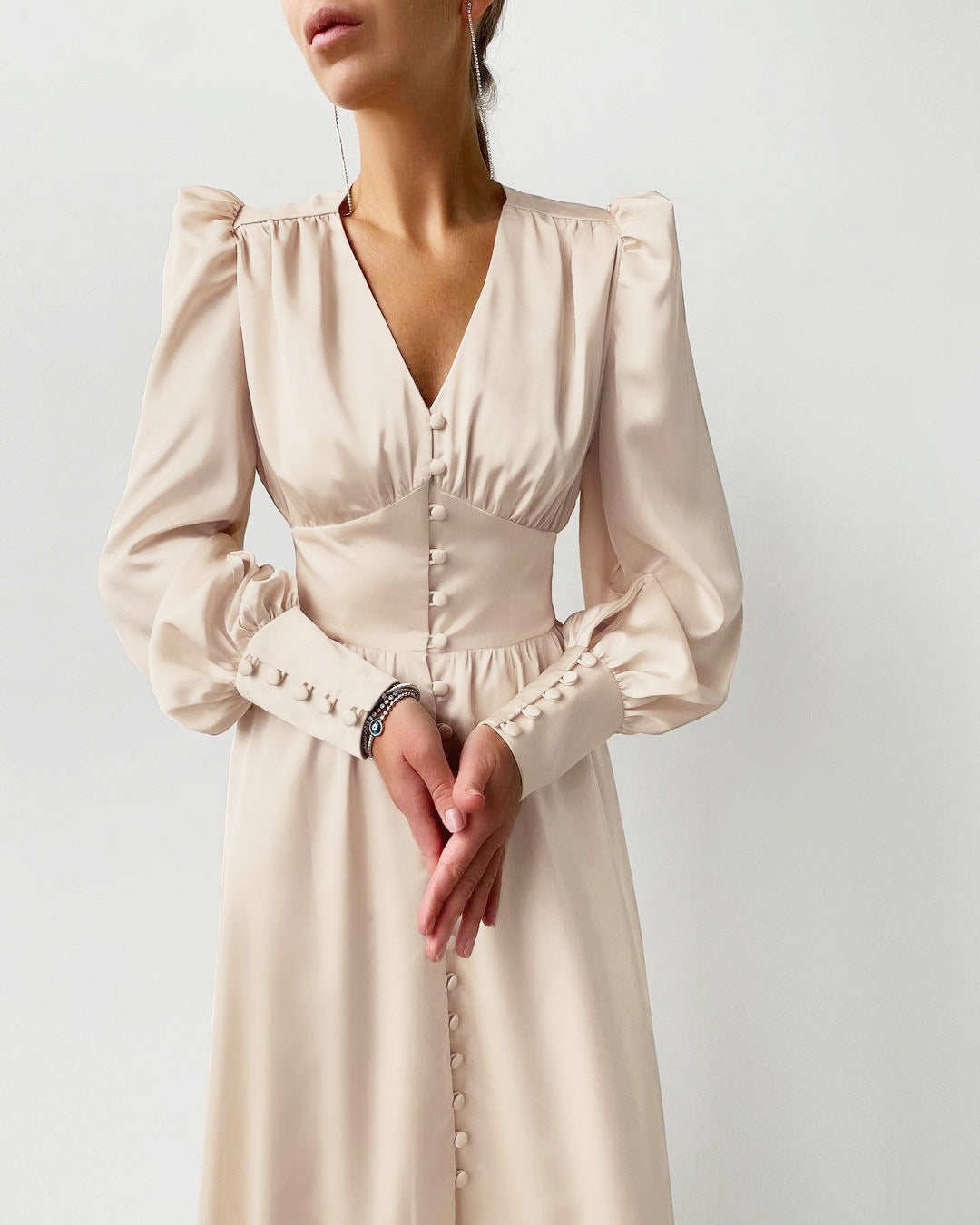 Elegante Damen Satinkleider Frühling Sommer