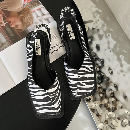 Norvielle Damen Slingback Sandalen Quadratische Zehenpartie
