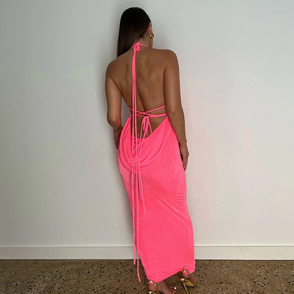 Damen Kleid Tiefem Rückenausschnitt Elegant