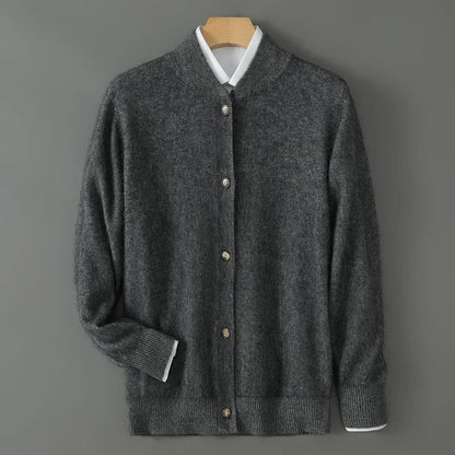 Damen Weiche Strickjacke mit Knöpfen Beige