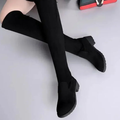 Damen Overknee Stiefel Schnürung Hochabsatz