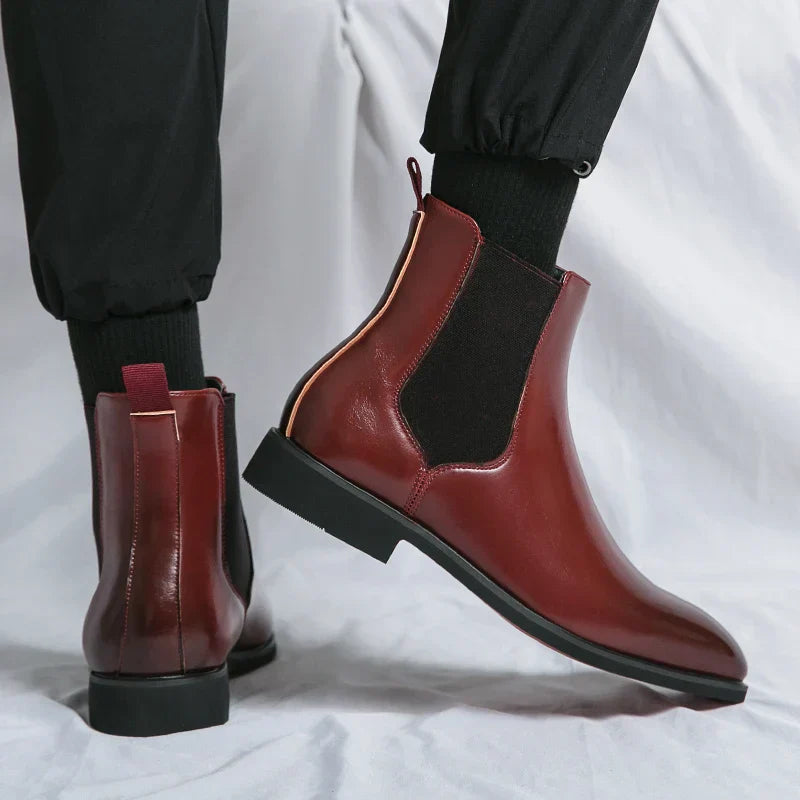 Herren Chelsea Stiefel mit roter Sohle klassisches Design Schwarz - Norvielle