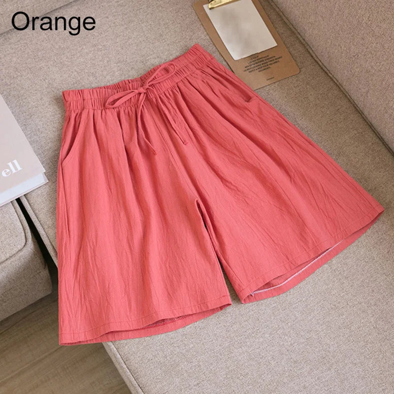 Norvielle Damen Baumwoll Shorts Knielang Beige