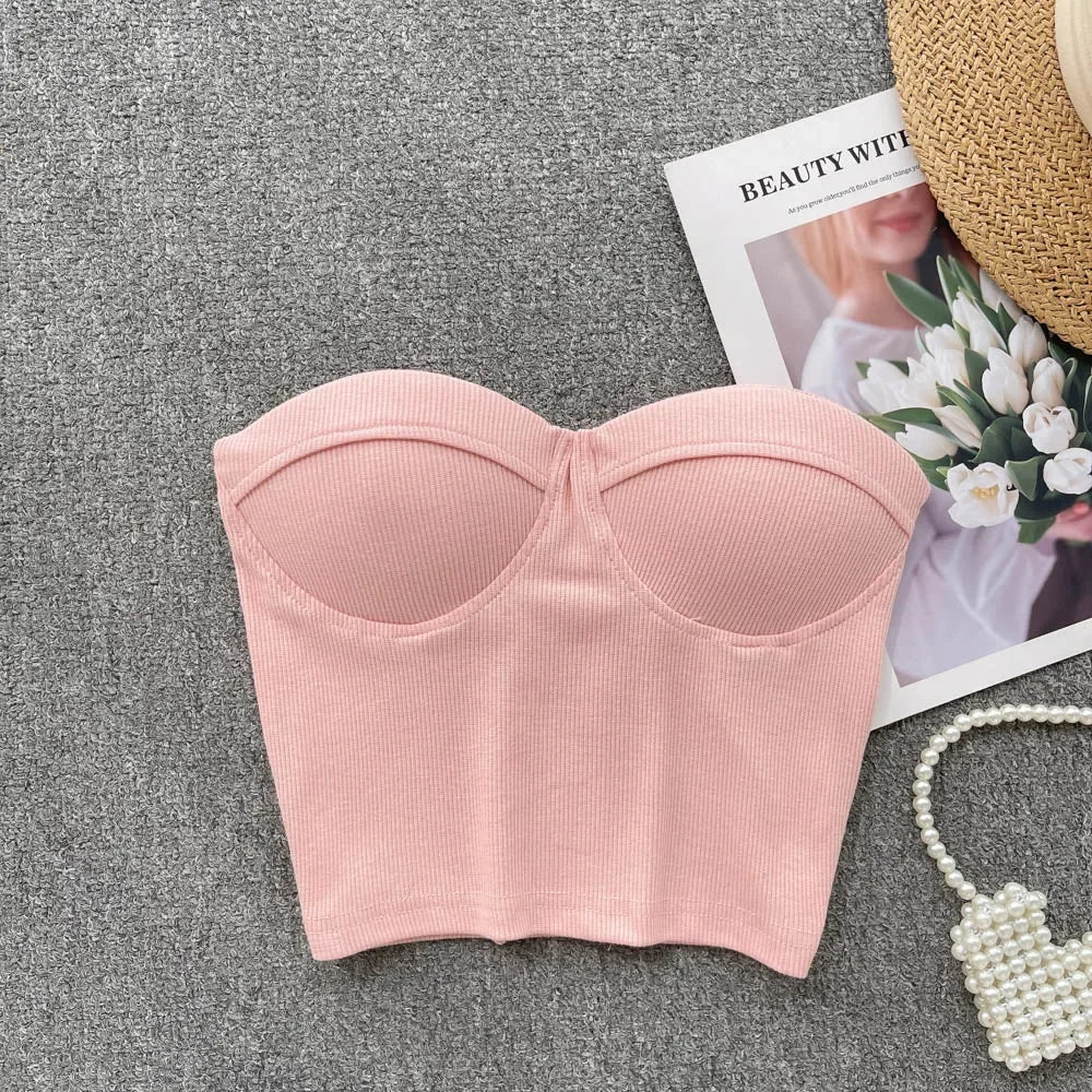 Damen Bustier- Rippstruktur Geformte Cups