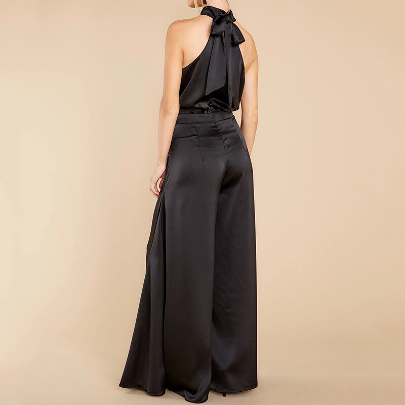 Damen Jumpsuit Neckholder Weites Bein
